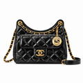 Chanel Black Quilted Lambskin No.5 Hobo Bag with Chain
