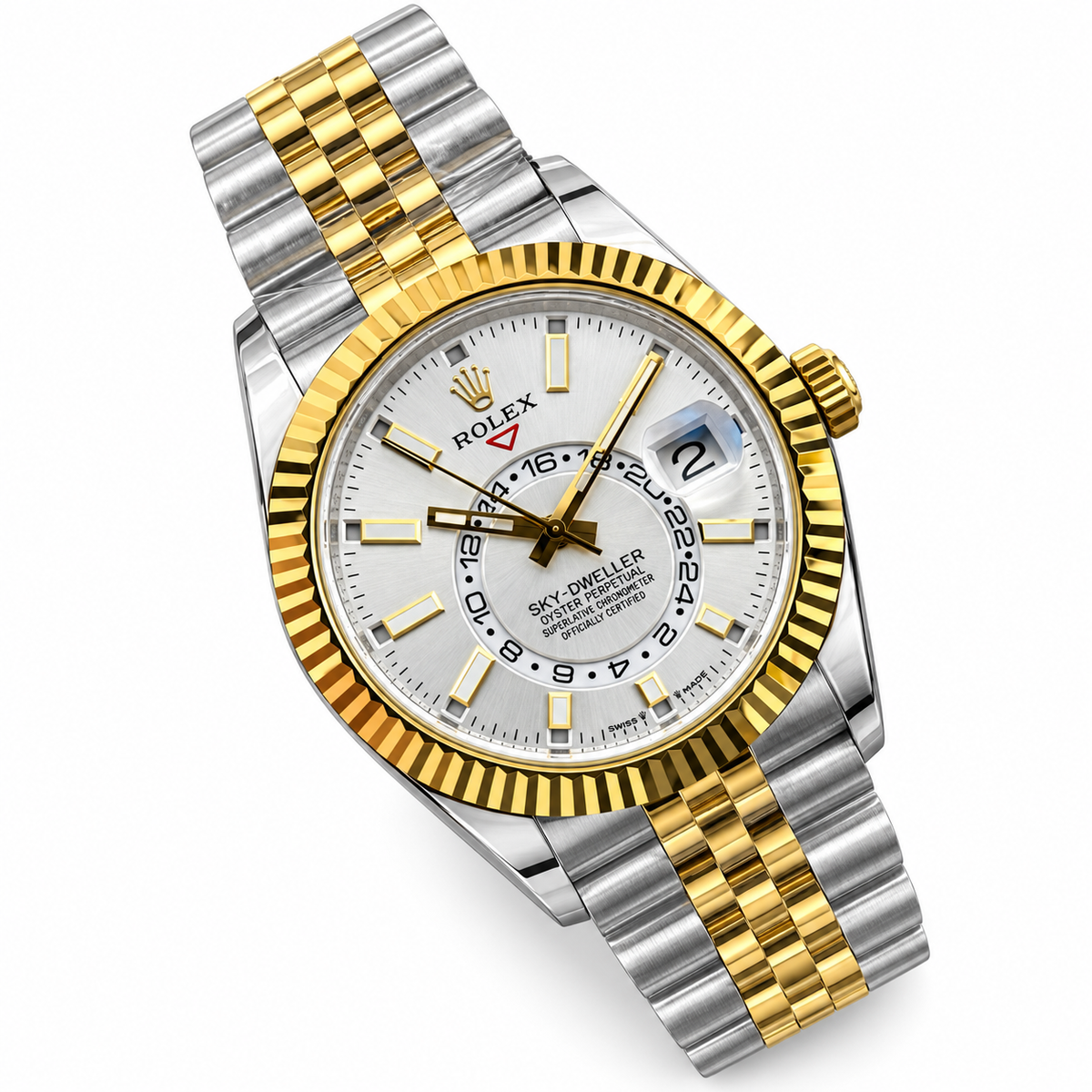 Rolex Sky-Dweller 42mm White Dial Automatic Watch – Rolesor, Annual Calendar, Dual Time Zone