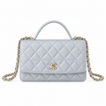 Chanel Ice Blue Quilted Mini Top Handle Flap Bag