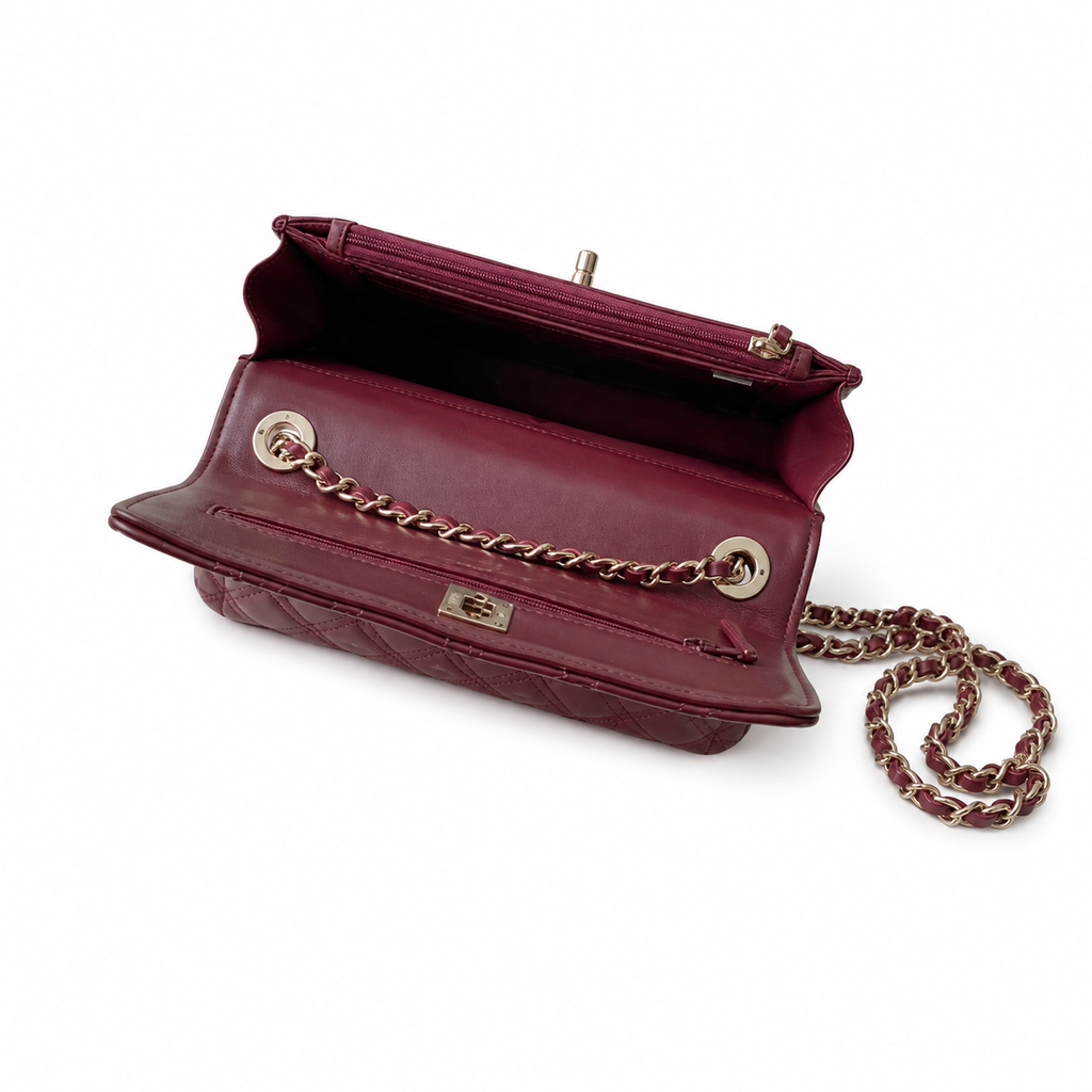 Chanel Quilted Leather Chain Clutch Bag