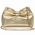 Dior Bow Bag in Champagne Gold Metallic Leather with Gold Chain Strap