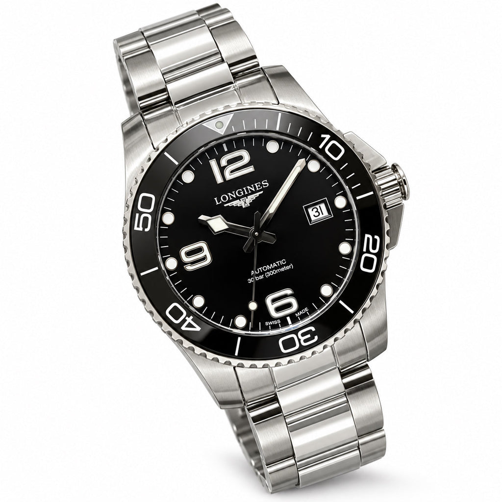 Longines HydroConquest – Black Dial Ceramic Bezel Steel Bracelet 300m