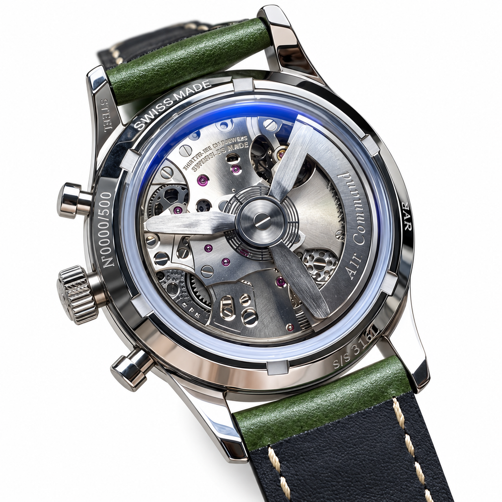 Blancpain Air Command Flyback Chronograph Steel Green Dial Watch