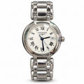 Longines PrimaLuna – White Roman Dial Steel Bracelet Ladies Watch
