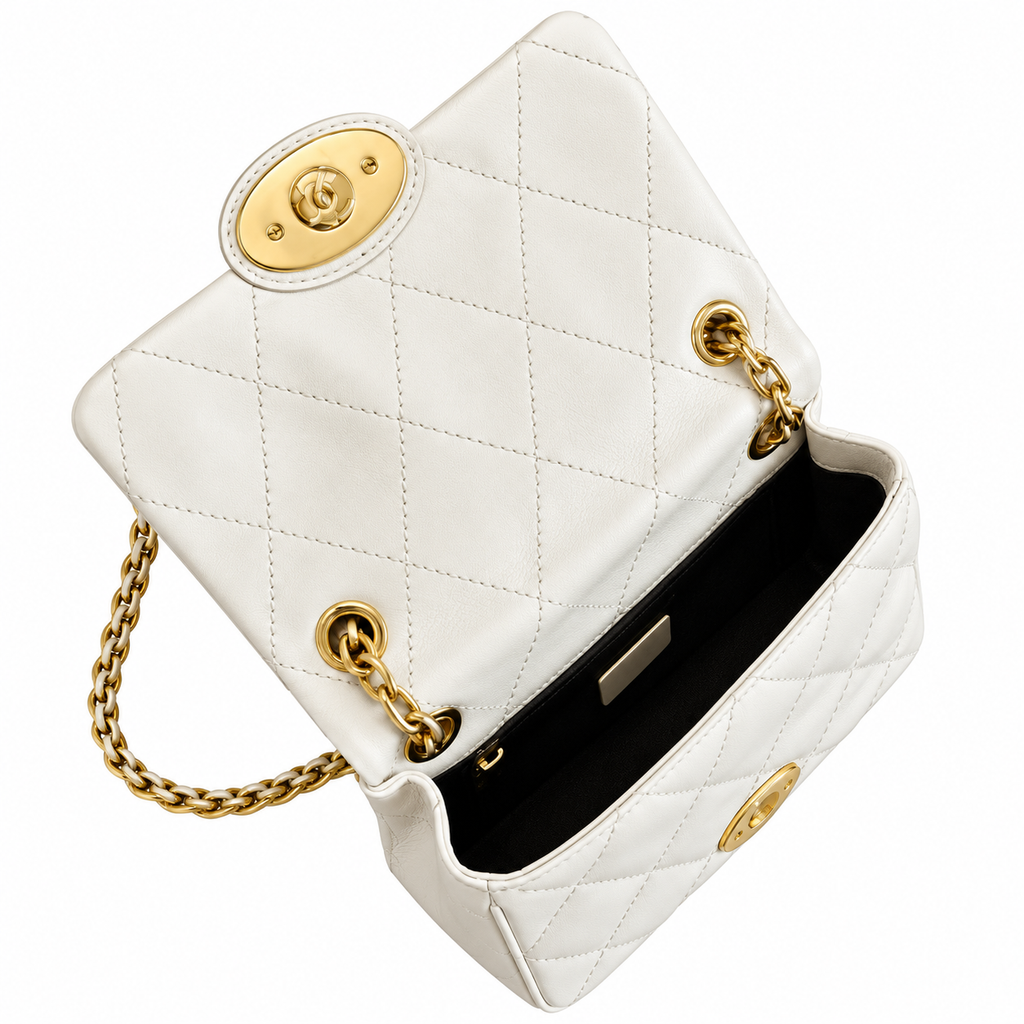 Burberry White Quilted Chain Shoulder Bag