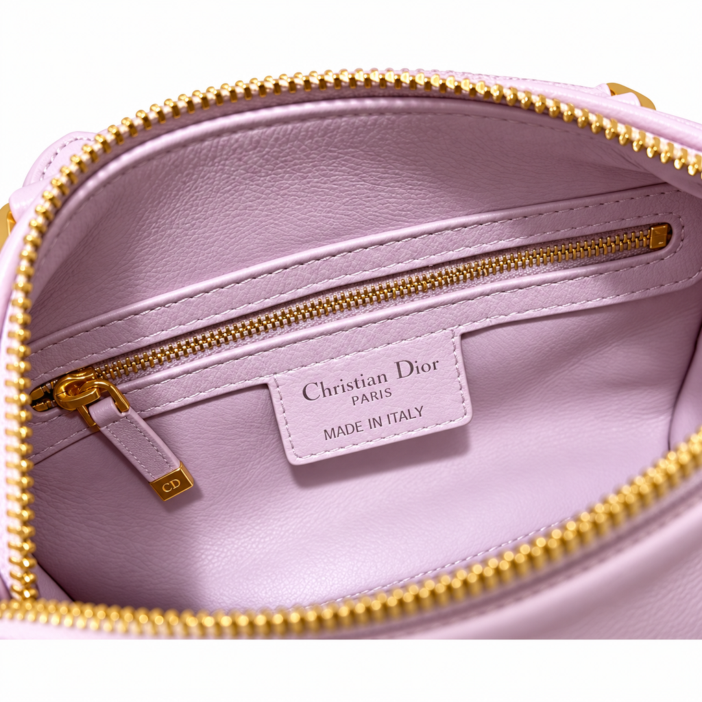 Dior Lilac Cannage Quilted Boston Bag
