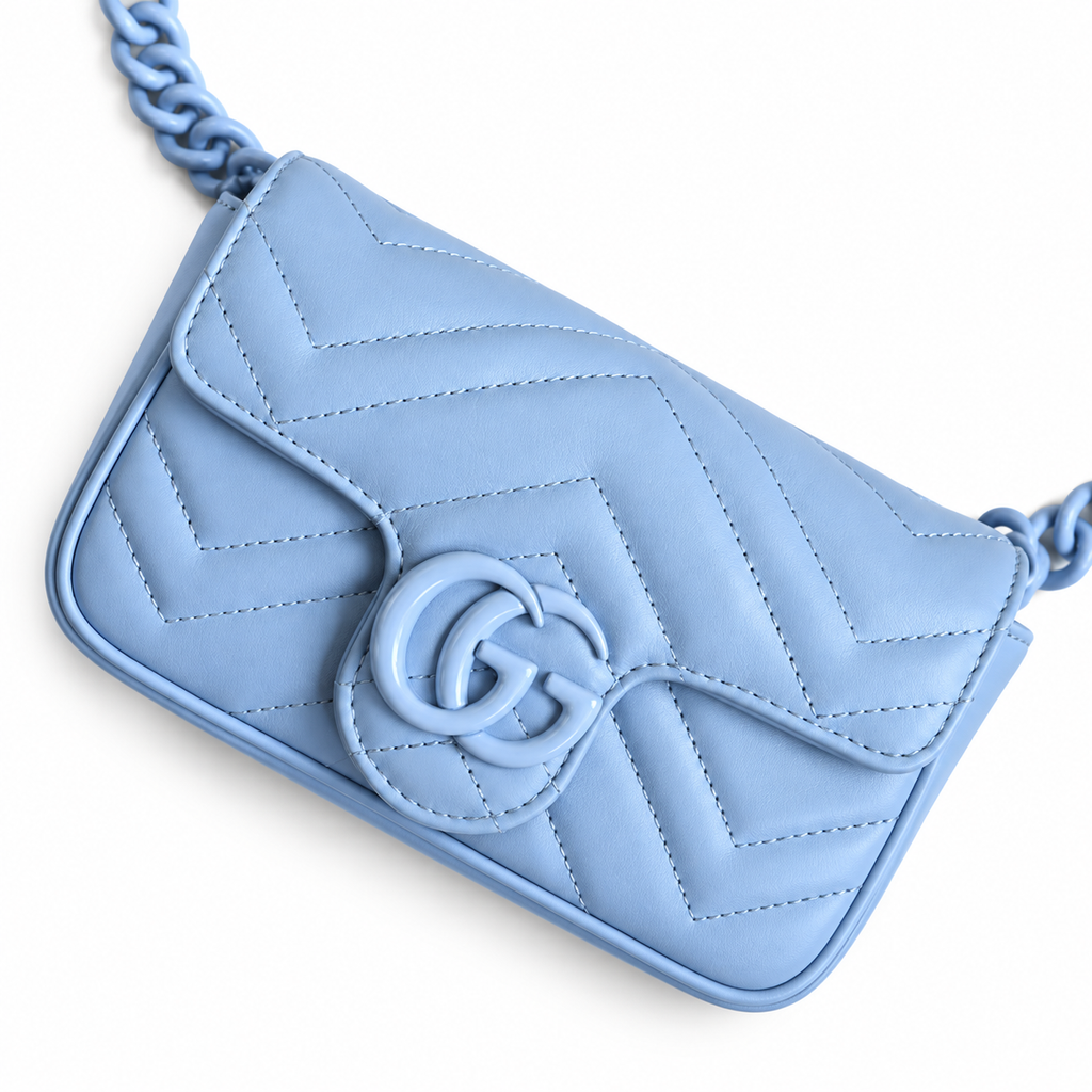 Gucci GG Marmont Super Mini Bag Blue on Blue