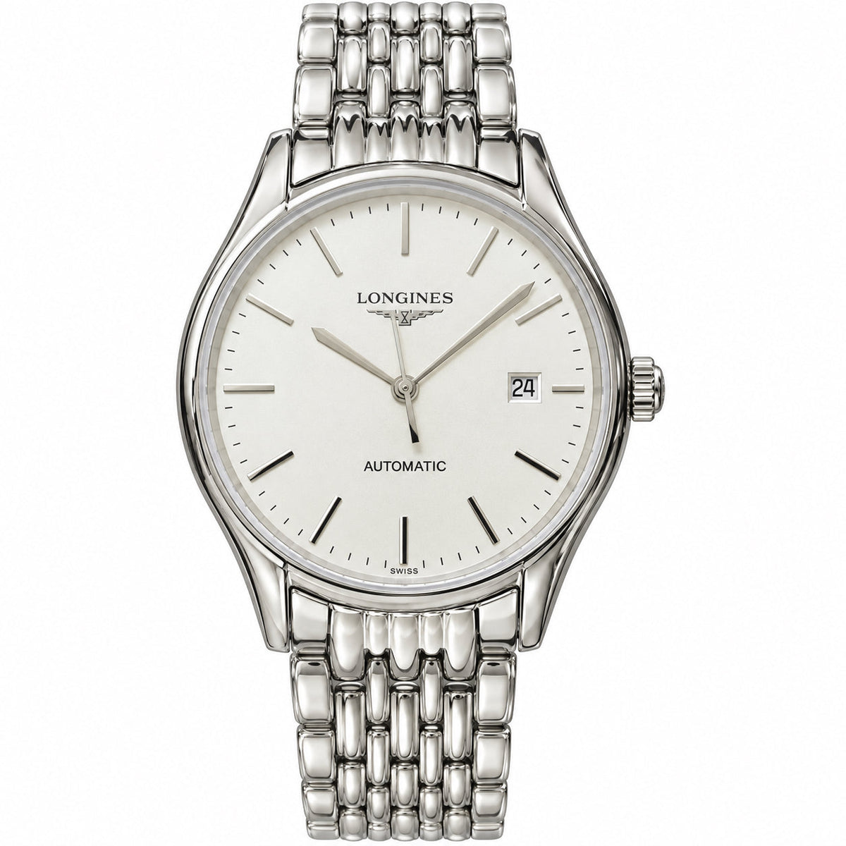 Longines Flagship automatic watch with white dial and stainless steel bracelet