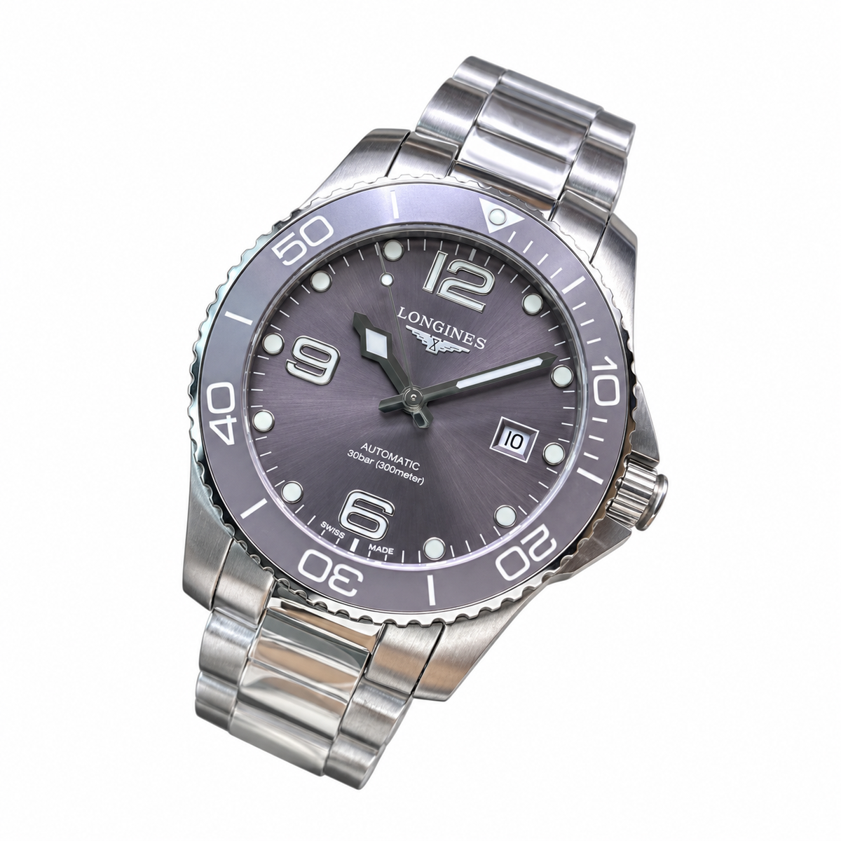 Longines HydroConquest Grey Dial Ceramic Bezel Steel Dive Watch