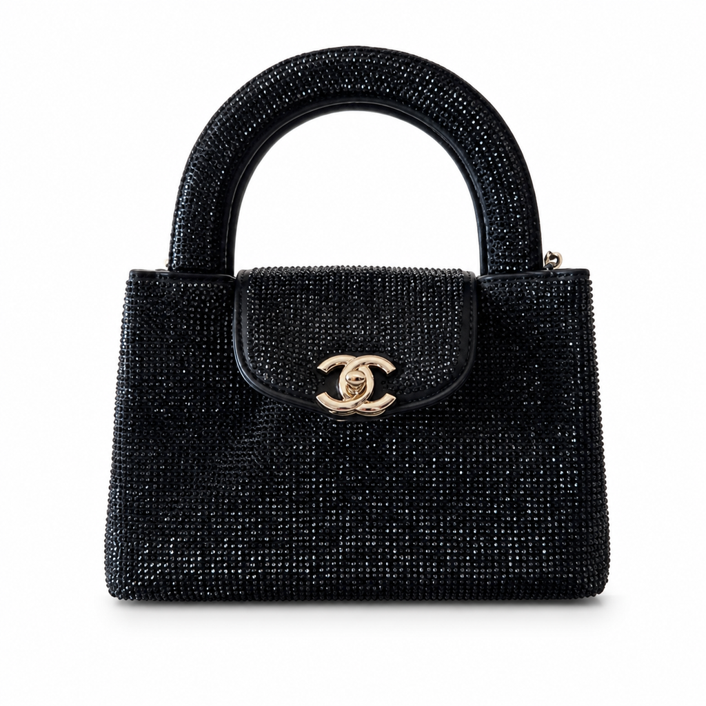 Chanel Black Rhinestone Top Handle Bag