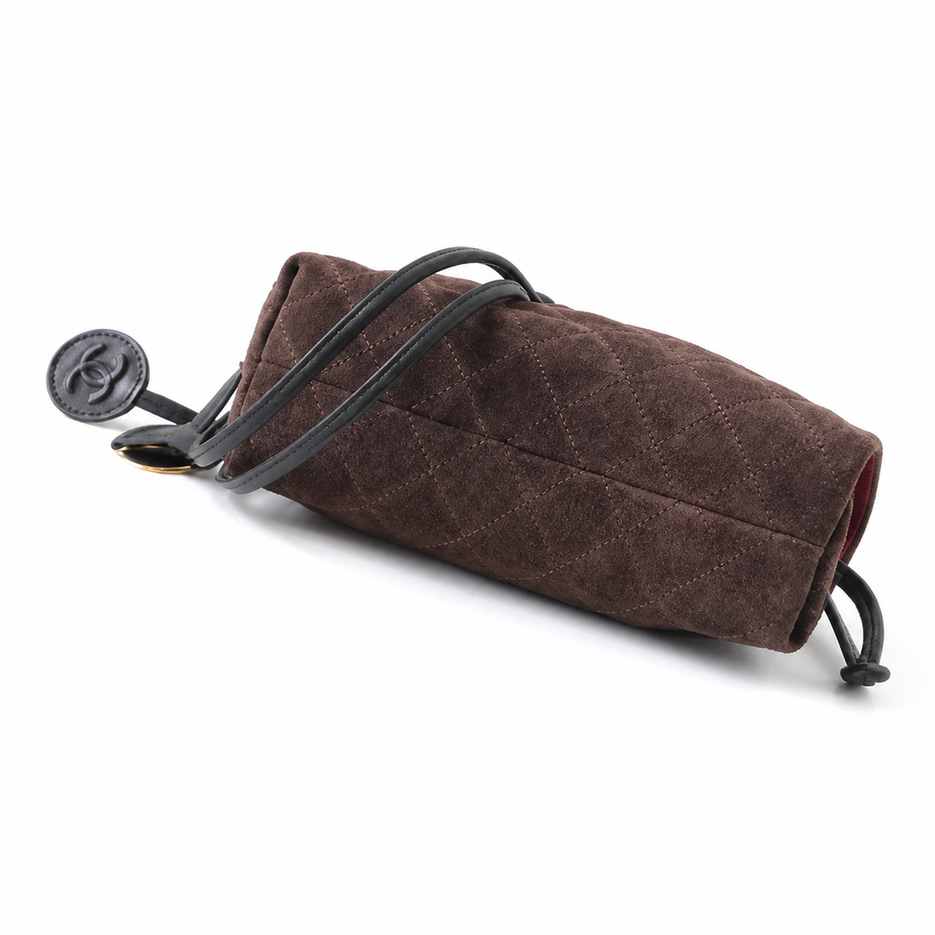 Chanel Brown Quilted Drawstring Bucket Bag