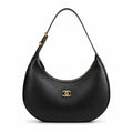 Chanel Black Textured Hobo Shoulder Bag
