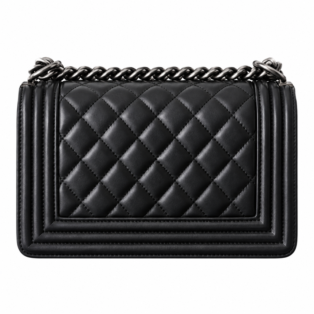 Chanel Black Quilted Lambskin Boy Bag Silver Hardware