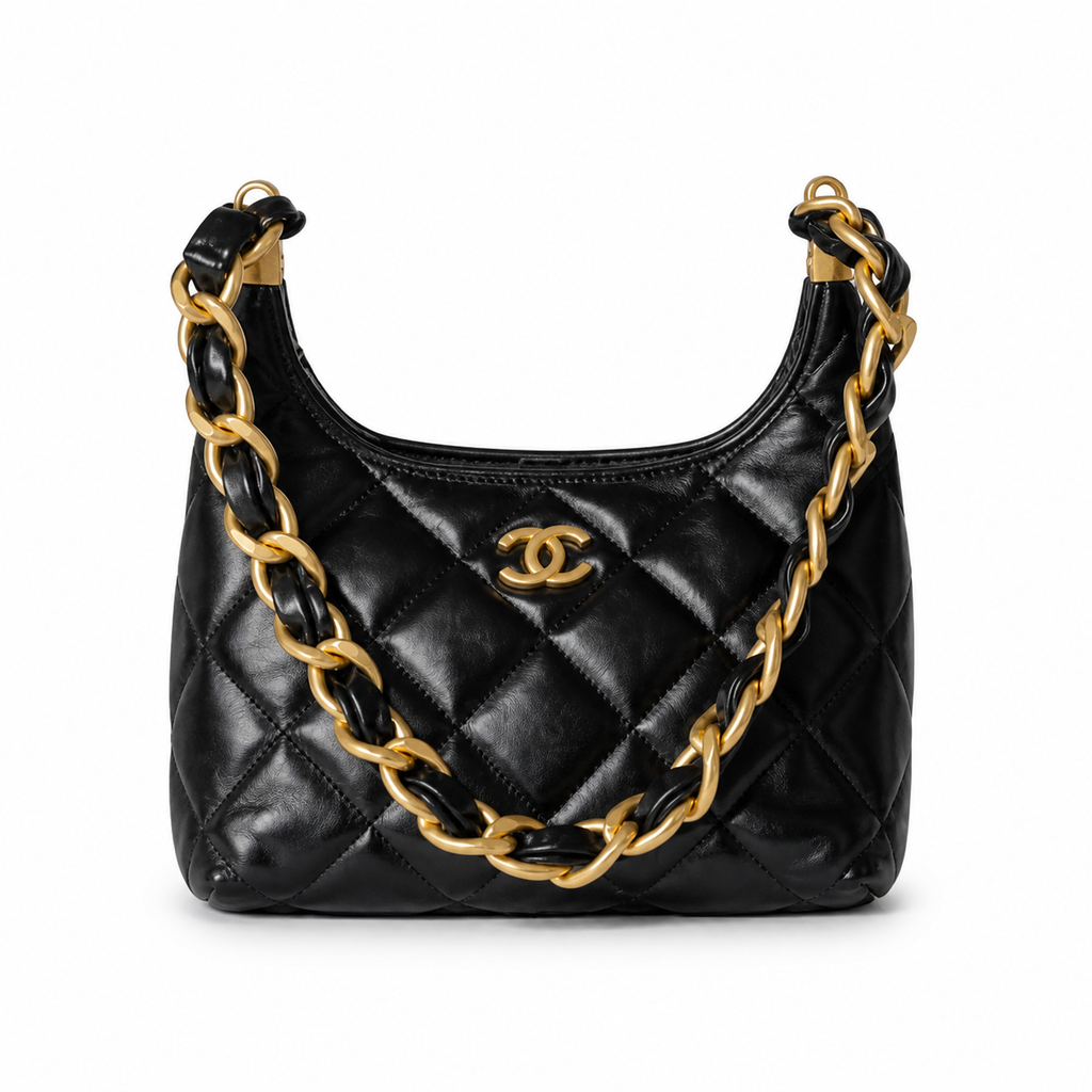 Chanel Black Quilted Hobo Bag