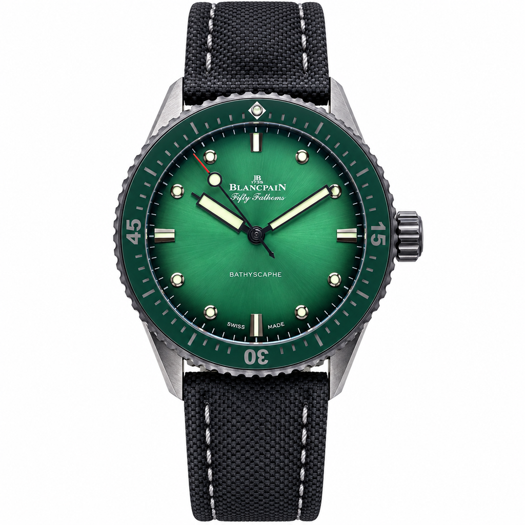 Blancpain Fifty Fathoms Bathyscaphe Green Dial Titanium Dive Watch
