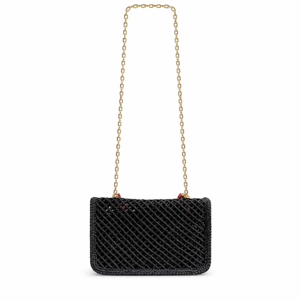 Chanel Black Woven Charm Crossbody Bag