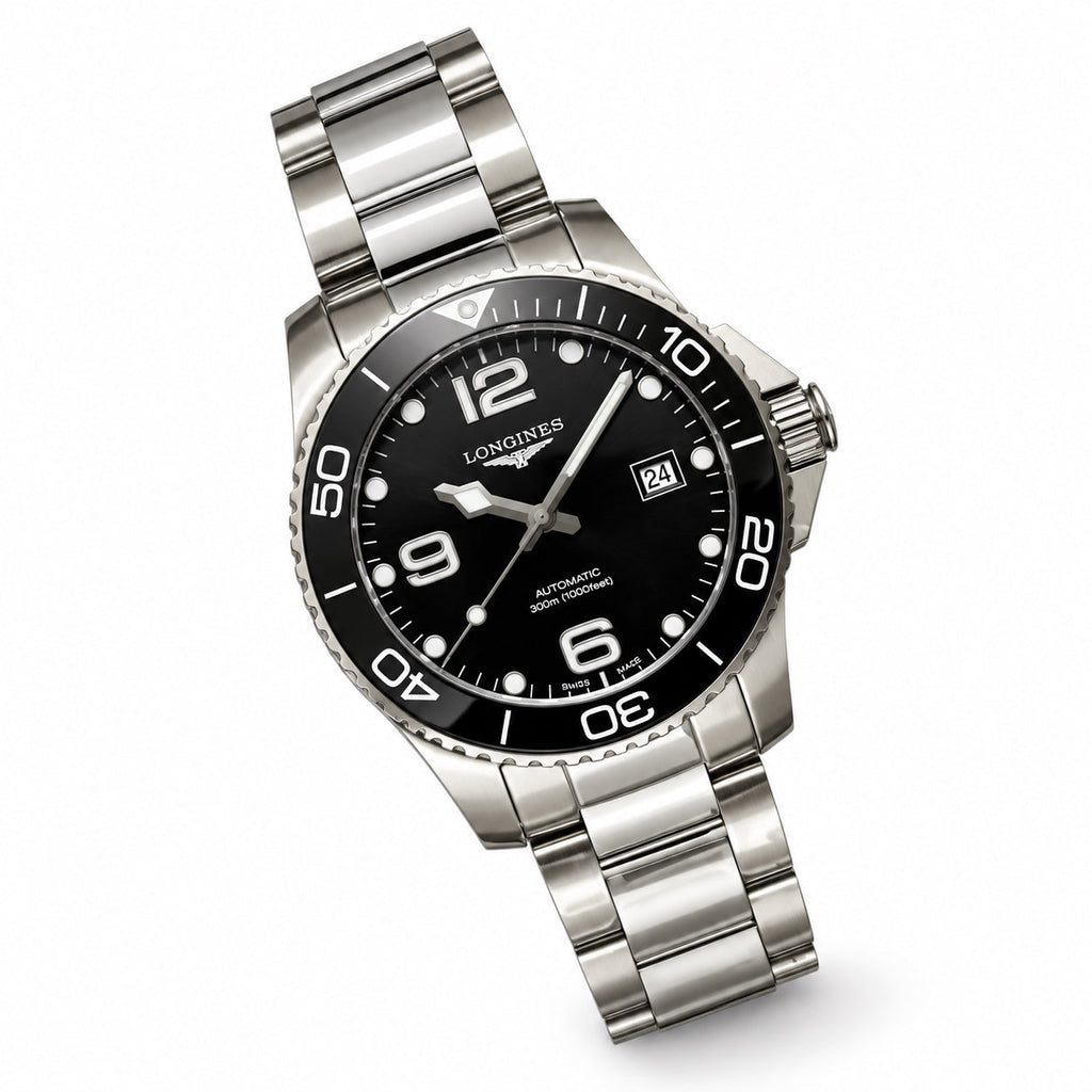 Longines HydroConquest – Black Dial Ceramic Bezel Steel Bracelet 300m