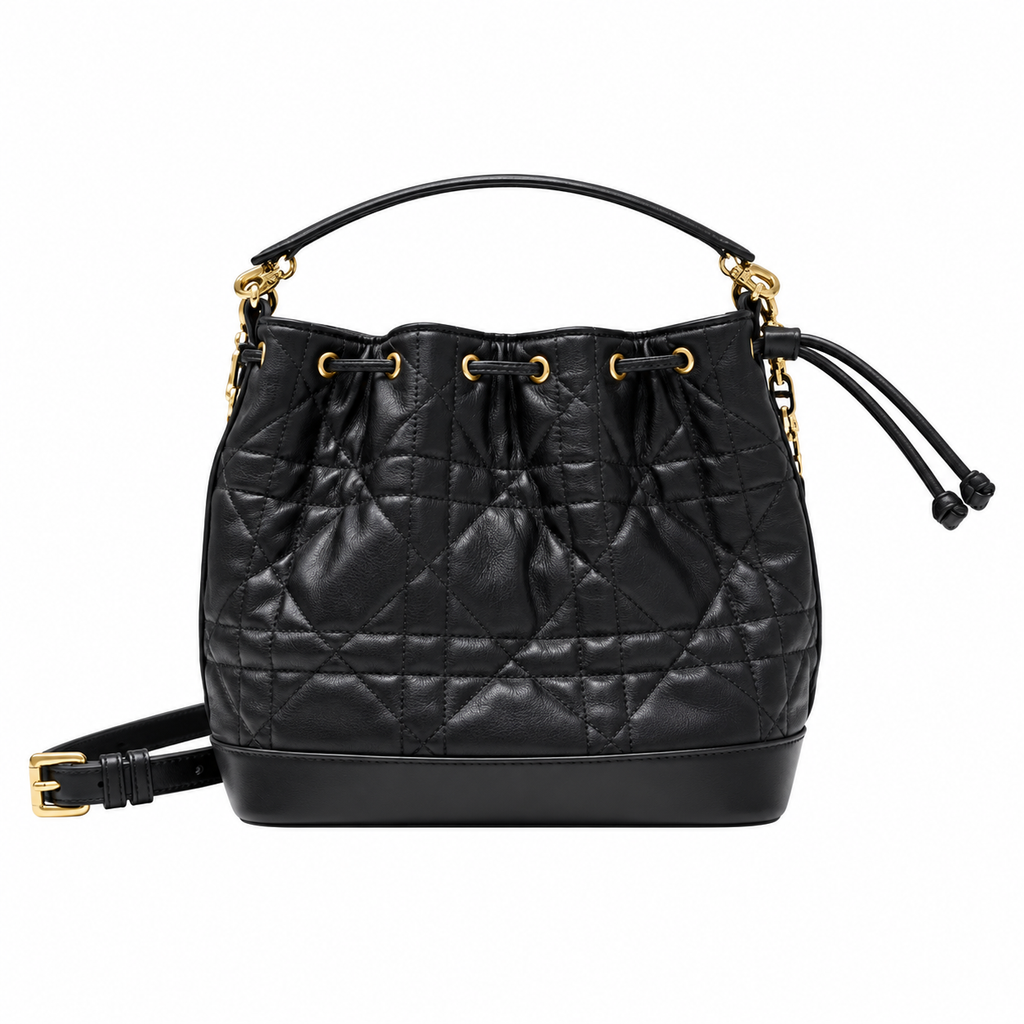 Dior Jolie Bucket Bag in Black with Gold Chain Strap
