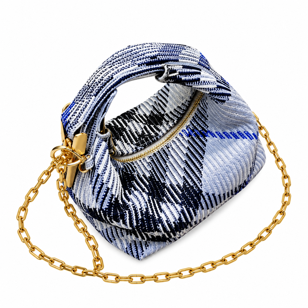 Burberry Grey Woven Chain Shoulder Bag