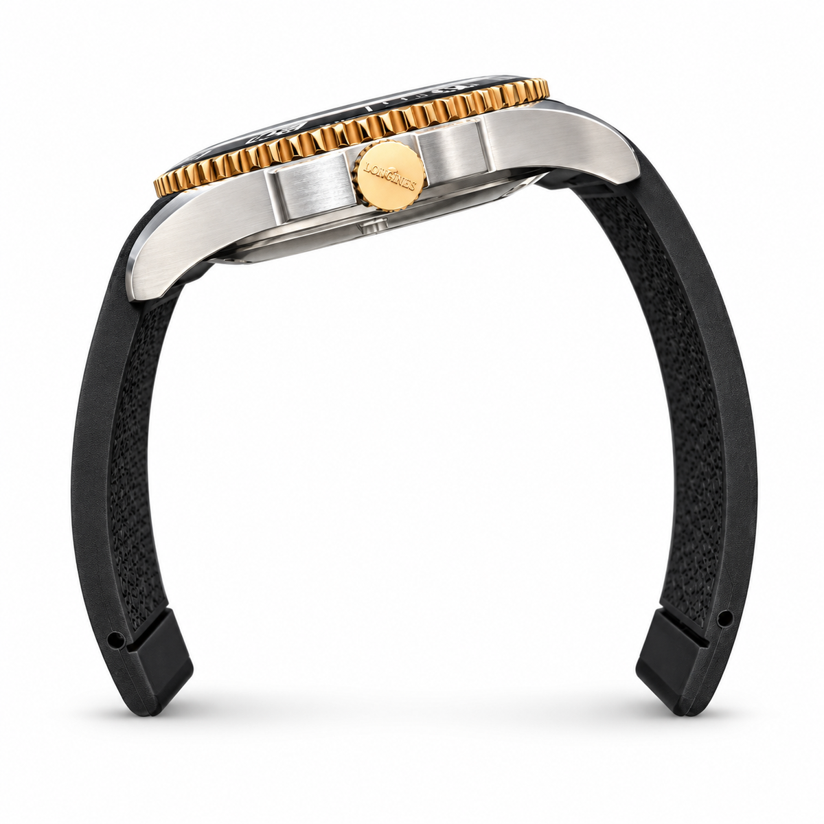 Longines HydroConquest – Black Dial Gold Bezel 300m Rubber Strap