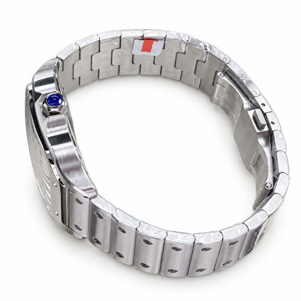 Cartier Santos de Cartier Large Stainless Steel Skeleton Silver Roman Numeral Steel Bracelet Automatic Watch