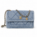 Chanel Denim Flap Bag with Oversized Antique Gold CC Turn-Lock